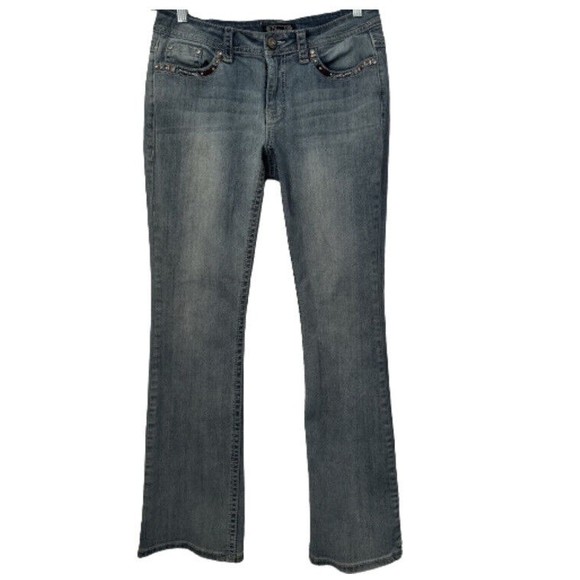 Shyanne Womens Jeans Anne Boot Cut Flap Medium Wash Denim Mid Rise Sz 28 Short - Picture 2 of 9